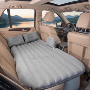 Premium Car Inflatable Bed with Pump & 2 Air Pillow|Quick Inflatable Back Seat Bed|Car Inflatable Mattress|Car Bed Mattress|Car Bed For Kids,Travel,Trip,Camping,Picnic,Pool & Beach|Universal Fit|Grey