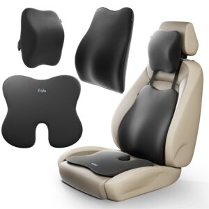 Frido Ultimate Truck Comfort Combo | Neck Rest, Backrest & Wedge Seat Cushion Combo of 3 | Ergonomic Neck, Back & Seating Support | Driving & Daily Commutes | Posture Correction | Universal Fit | Black